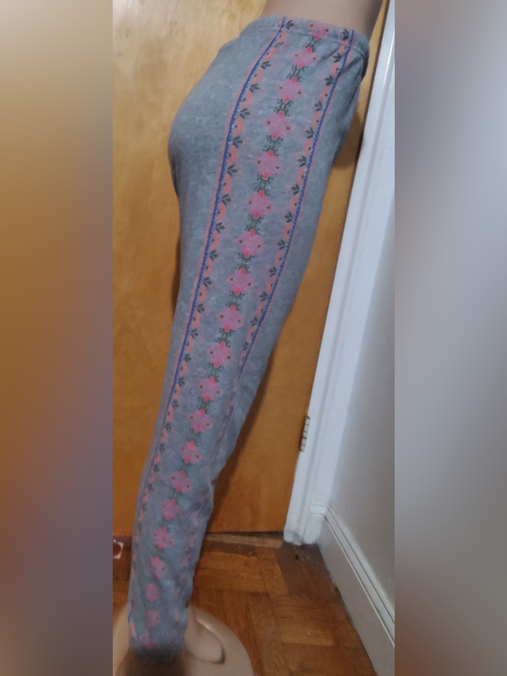 NATURAL LIFE Gray Track Joggers with Pink Floral Side Trim - Picture 3 of 6